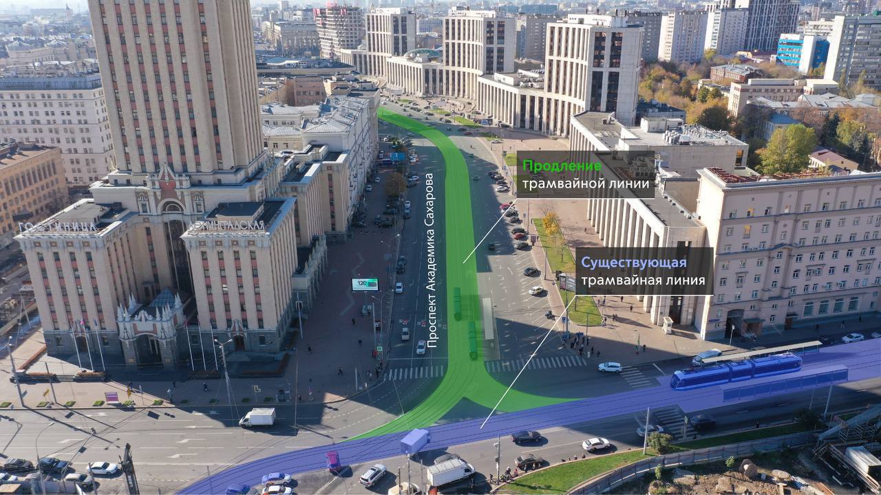 Трамвайную линию могут построить на проспекте Академика Сахарова в Москве