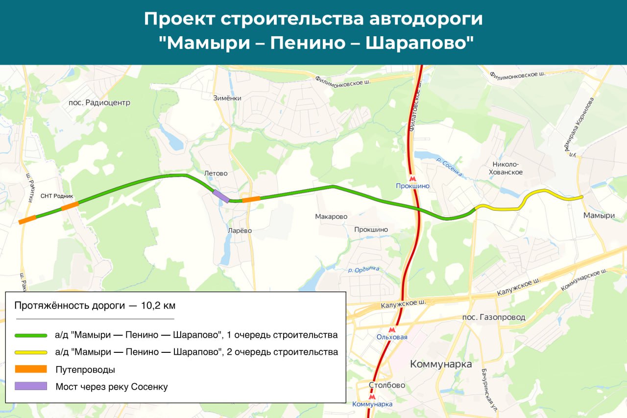 Дорогу "Мамыри - Пенино - Шарапово" запустят в третьем квартале 2024 года