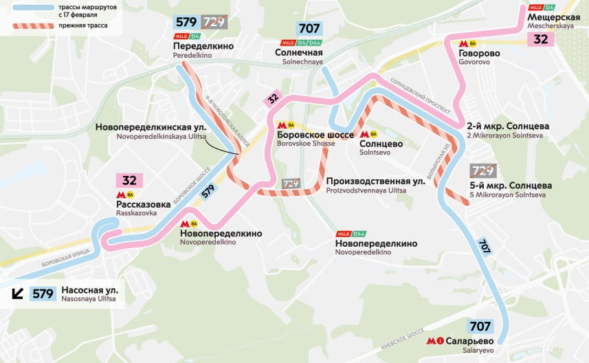 Автобусный маршрут № 729 отменят на западе Москвы с 17 февраля