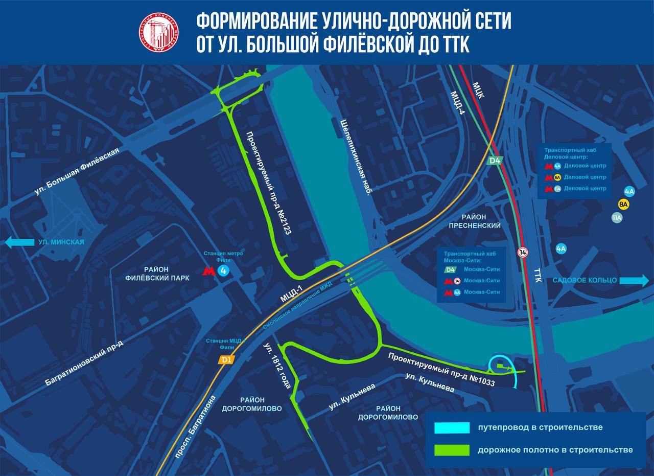 Дорожную связку улицы Большая Филевская с ТТК построят в 2024 году